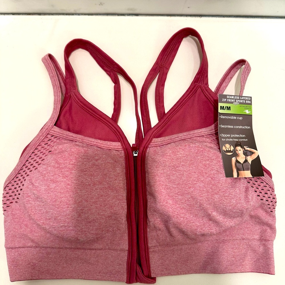 Athletic Sports Bra, Medium, Dark/Light Pink